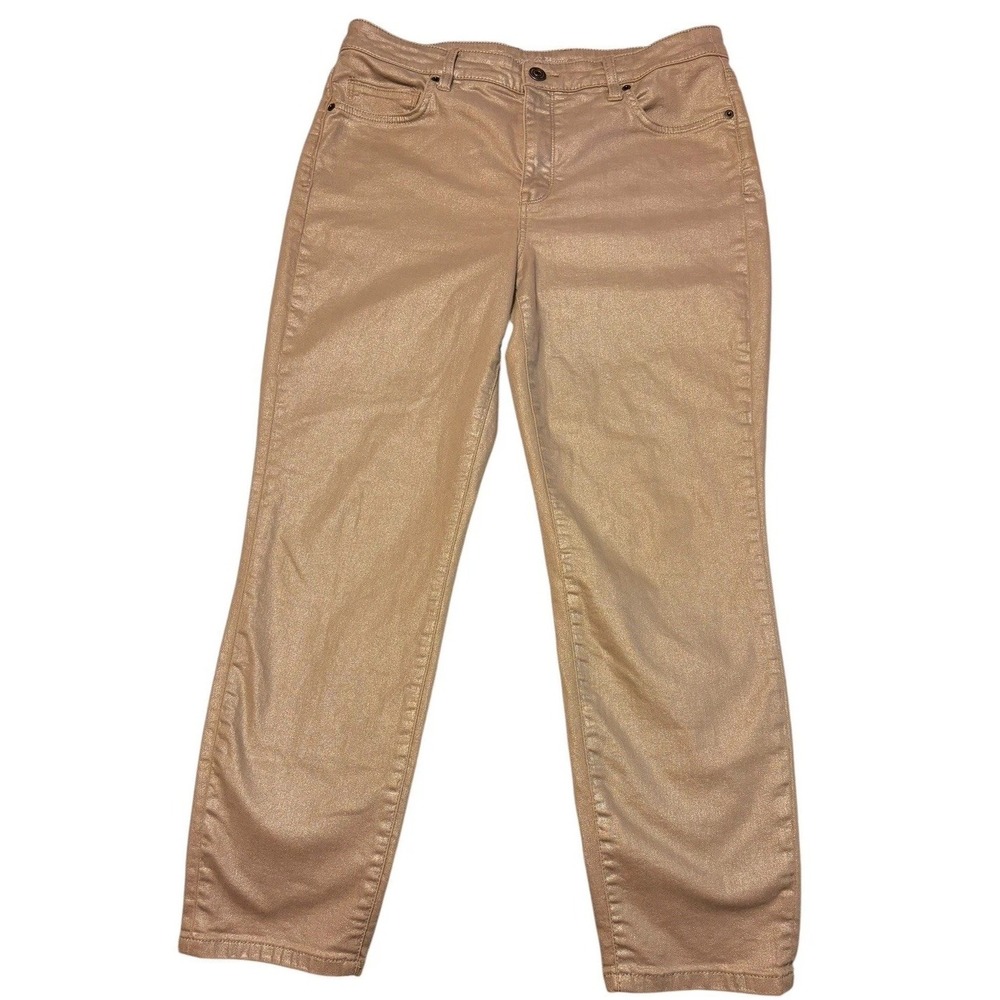 Tommy Bahama Women's High-Rise Ankle Jeans Gold Shimmer In Balboa Mist Sz 12x28